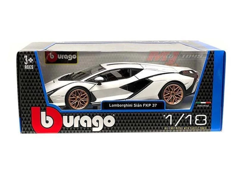 Lamborghini Sian FKP 37 - White (Plus Series) Diecast 1:18 Scale Model - Bburago 11046WH