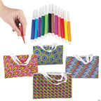 DIY Color Your Own Doodle Canvas Tote Bags with Markers Kit (Makes 12)