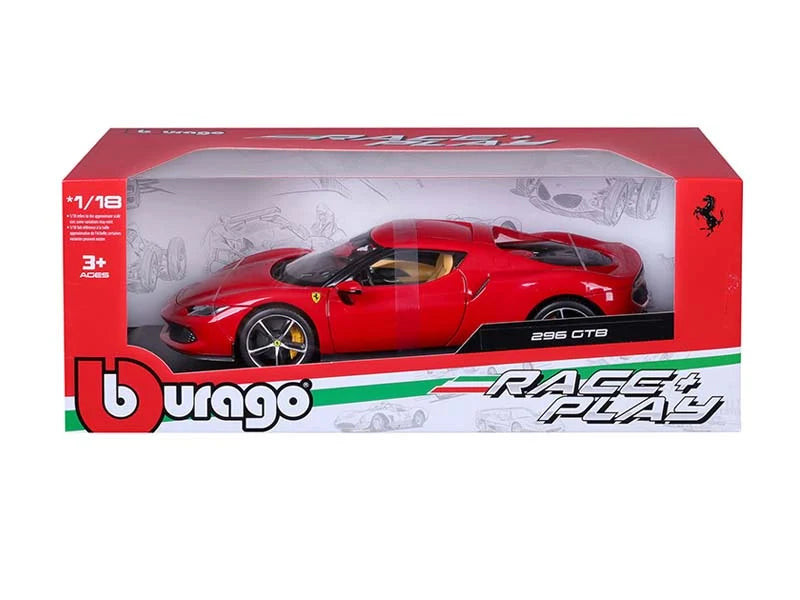 Ferrari 296 GTB Red (Race & Play) – Bburago 1:18 Diecast