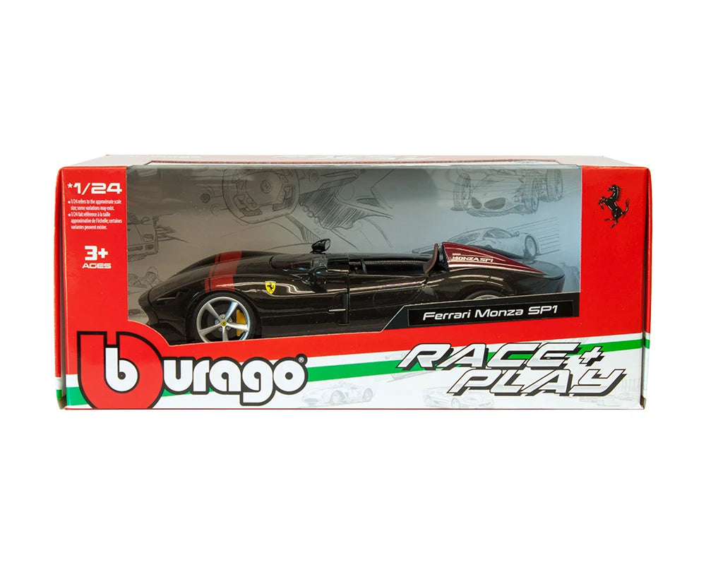 Ferrari Monza SP1 - Black (Race and Play) Diecast 1:24 Scale Model - Bburago 26027BK