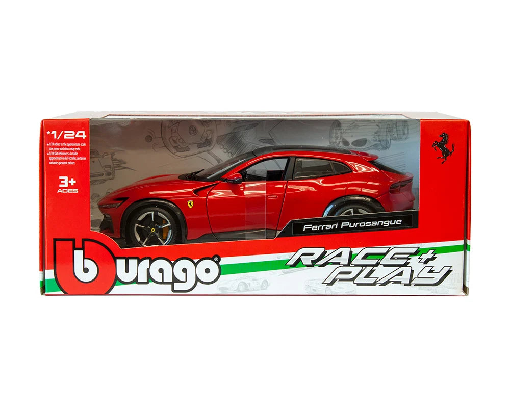 Ferrari Purosangue - Red (Race and Play) Diecast 1:24 Scale Model - Bburago 26030RD