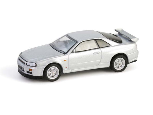 1999 Nissan Skyline V-Spec R34 Sonic Silver GreenLight 1:64 diecast model