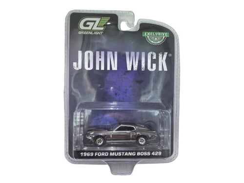 1969 Ford Mustang BOSS 429 Silver Chrome Edition John Wick GreenLight 1:64 - 30557