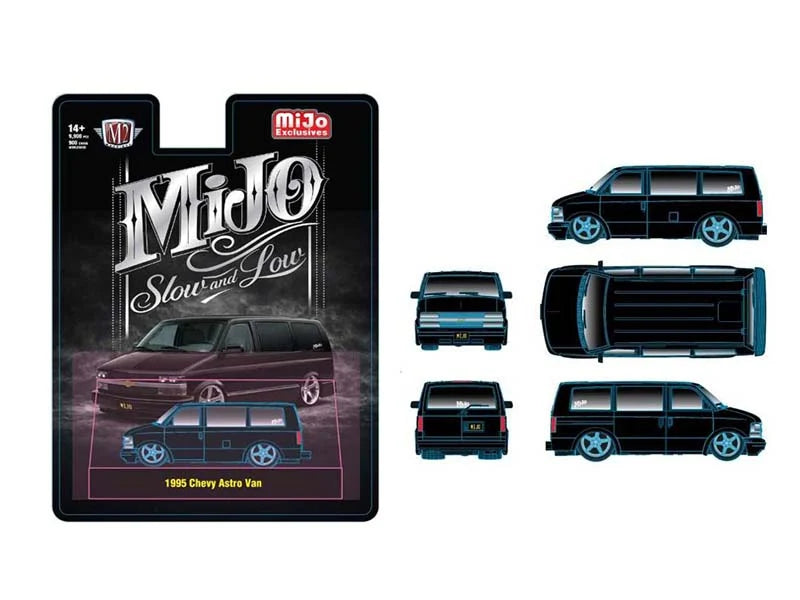 1995 Chevrolet Astro Van Custom Slow & Low Black | M2 Machines 1:64