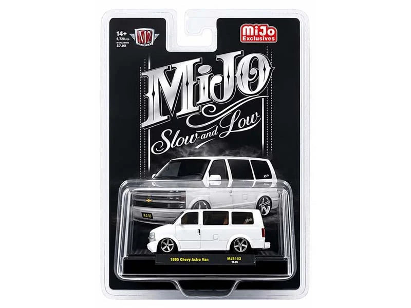 1995 Chevrolet Astro Van Custom Slow & Low White M2 Machines 1:64 - 31500-MJS103