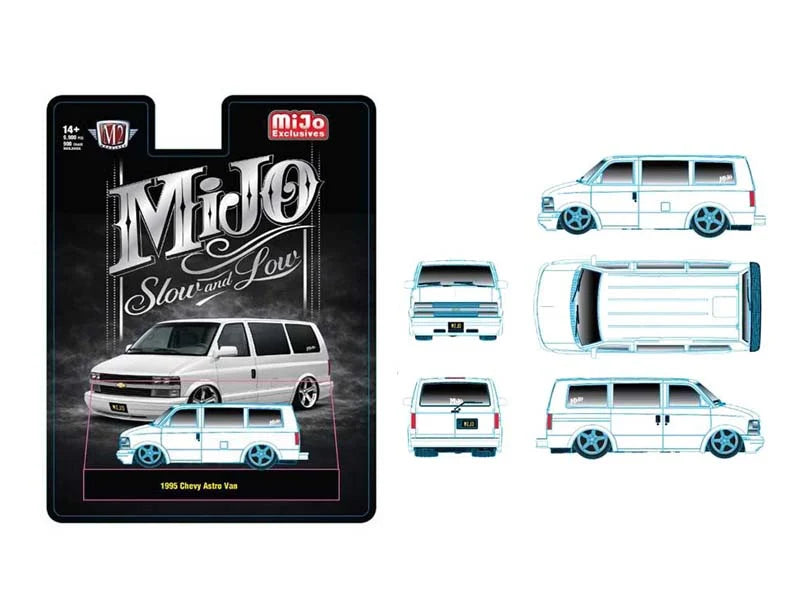 1995 Chevrolet Astro Van Custom Slow & Low White M2 Machines 1:64 - 31500-MJS103