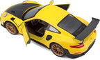 Porsche 911 GT3 RS Yellow with Carbon Hood – Maisto 1:24 Diecast