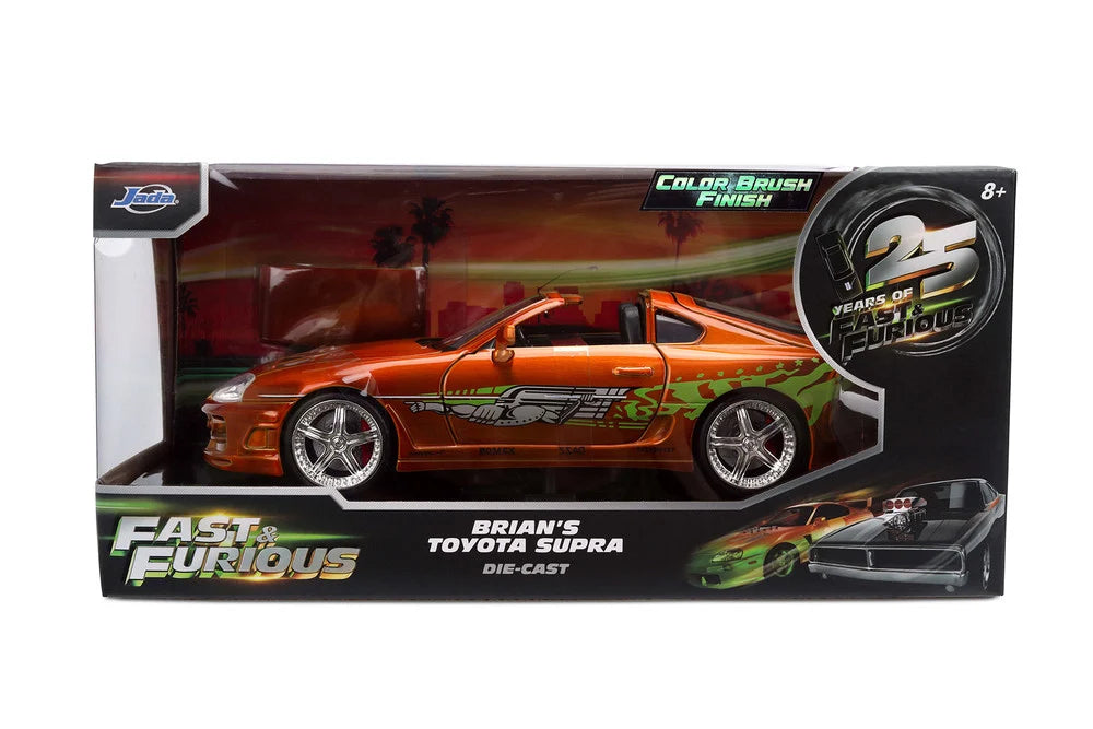 Brian's 1995 Toyota Supra Orange Fast & Furious 25th Anniversary Jada 1:24 - 37703
