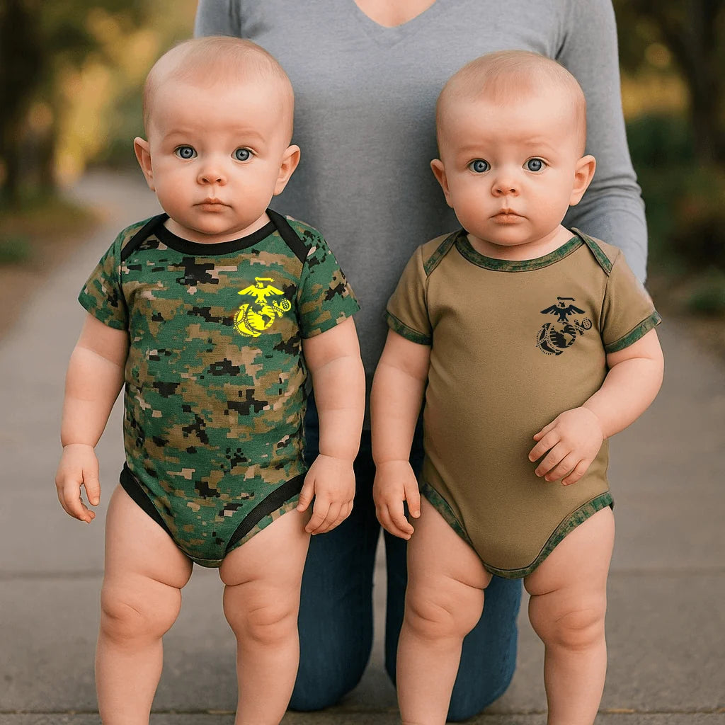 Marine Woodland and Coyote Baby Bodysuits, 2-Pack