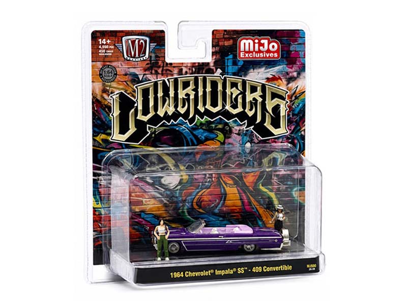1964 Chevrolet Impala SS Convertible Lowrider Metallic Purple M2 Machines 1:64 - 67500-MJS02
