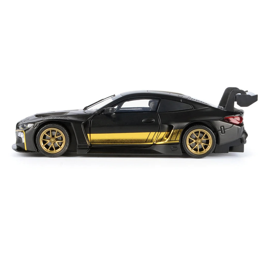 BMW M4 GT3 Black with Gold Stripes Midnight Eclipse