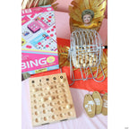Deluxe Bingo Game Set with Rotary Metal Cage, Master Board, Wooden Balls & Chips