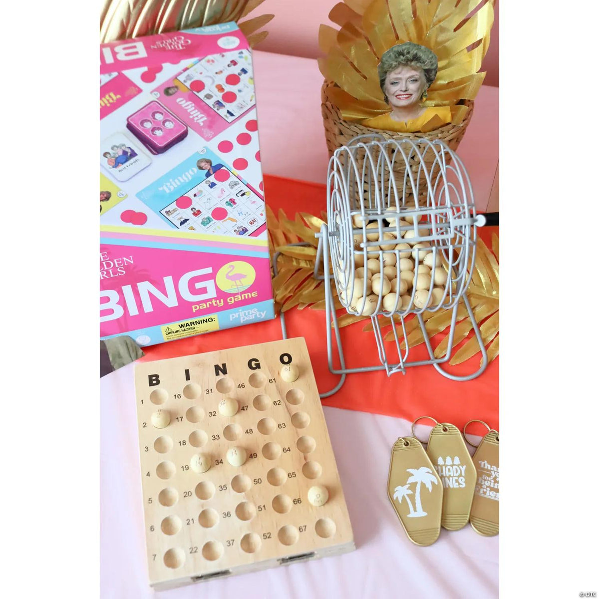 Deluxe Bingo Game Set with Rotary Metal Cage, Master Board, Wooden Balls & Chips