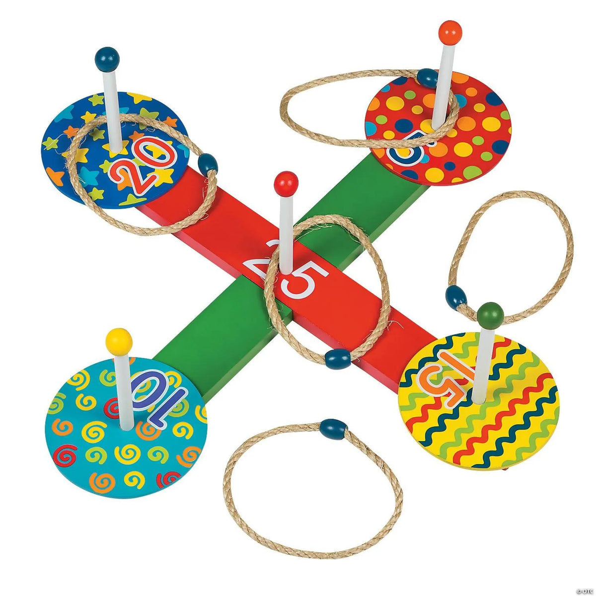 Wooden Ring Toss Game Set with Rope Rings