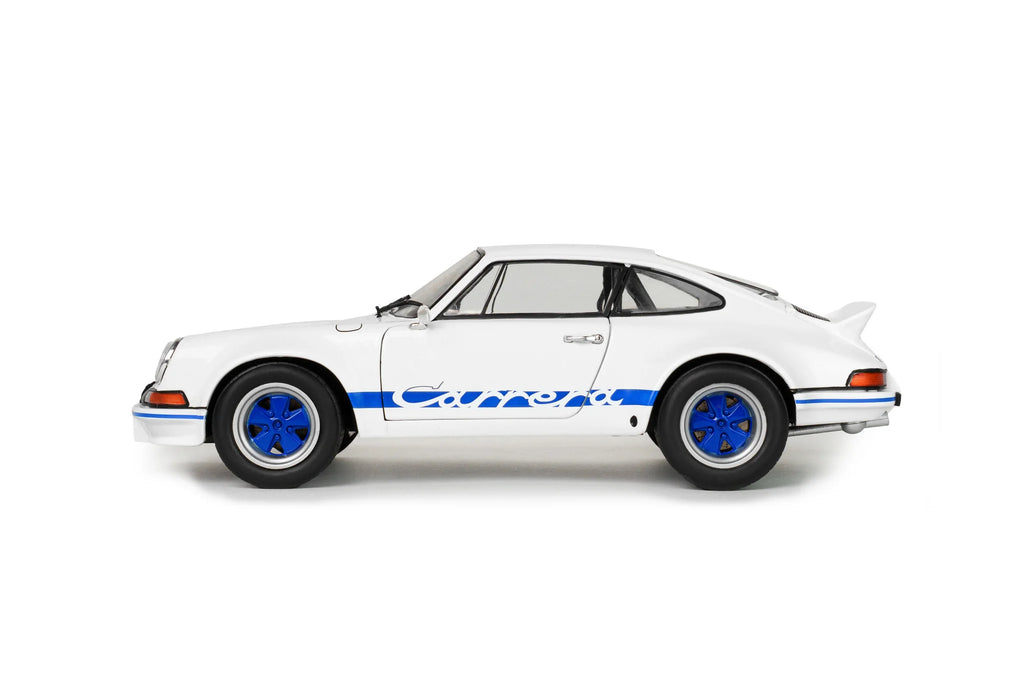1973 Porsche 911 RSR White w/ Blue Carrera Stripes Diecast – 1:18