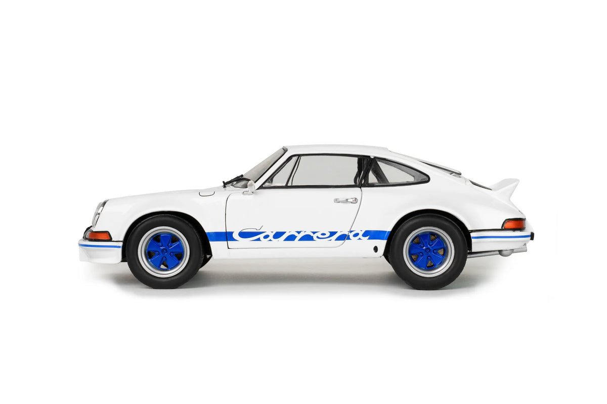 1973 Porsche 911 RSR White w/ Blue Carrera Stripes Diecast – 1:18