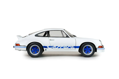 1973 Porsche 911 RSR White w/ Blue Carrera Stripes Diecast – 1:18