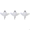 Set of 3 Lighted White Ghost Halloween Lawn Stakes