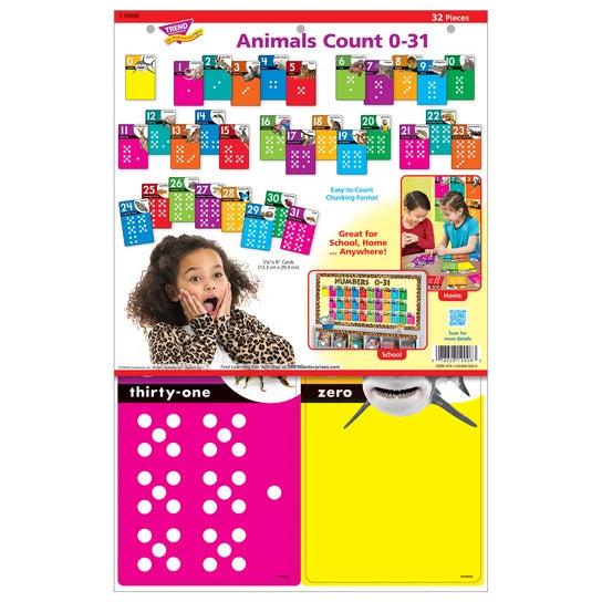 TREND Animals Count 0-31 Learning Set with Numbered Counting Cards