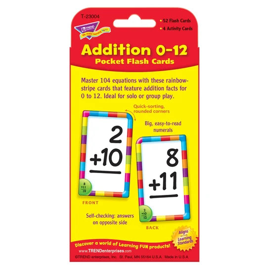 TREND Addition 0-12 Pocket Flash Cards