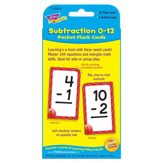TREND Subtraction 0-12 Pocket Flash Cards