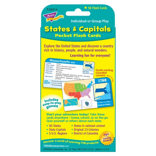TREND States & Capitals Pocket Flash Cards