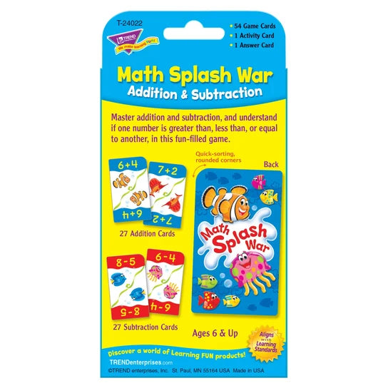 TREND Math Splash War Addition & Subtraction Challenge Cards