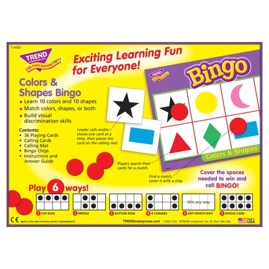 TREND Colors & Shapes Bingo Game