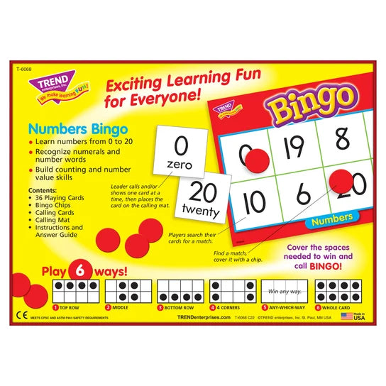 TREND Numbers Bingo Game