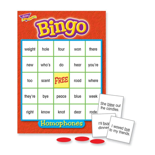 TREND Homophones Bingo Game